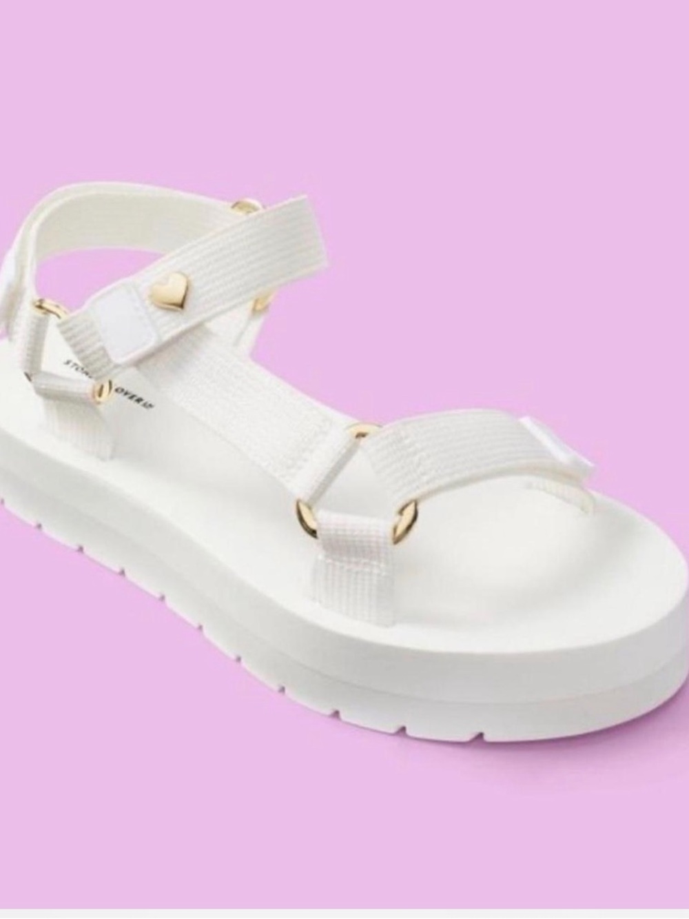 Stoney Clover Lane NWT White Platform Strap Sandals with Gold Hardware -11